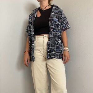 FUNKY PRINTED HAWAIIAN BUTTON UP, size M